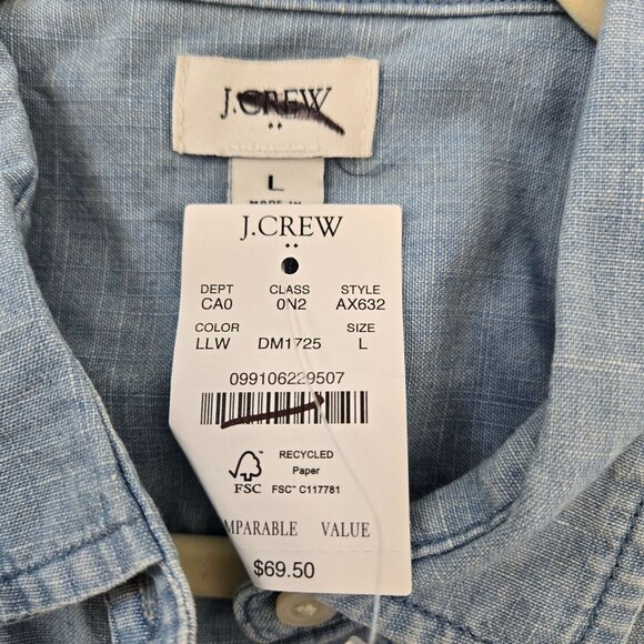 NWT J. Crew Factory Sleeveless Perfect Fit Button Down Shirt Size Large - Picture 3 of 5